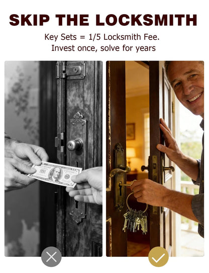 Skeleton Key, 20PCS Universal Hollow Barrel Antique Keys Gold, Black, Silver