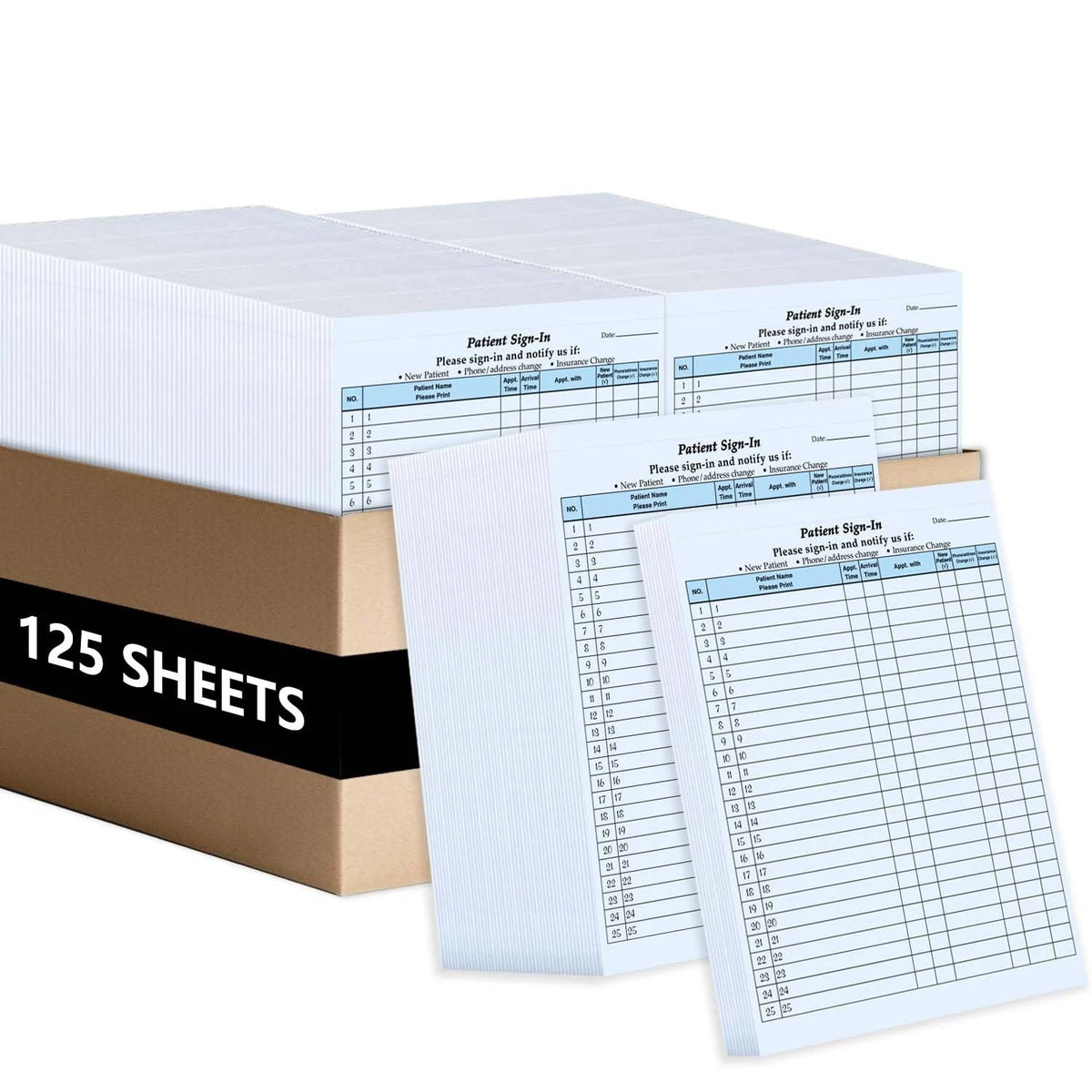 125 Patient Sign in Sheets, HIPAA Compliant, Peel Off Adhesive Labels...