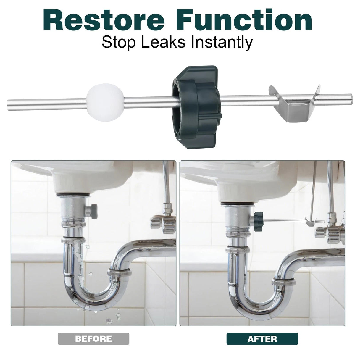 Bathroom Sink Stopper Replacement Kit - Lavatory Pop Up Center Piece Whtie
