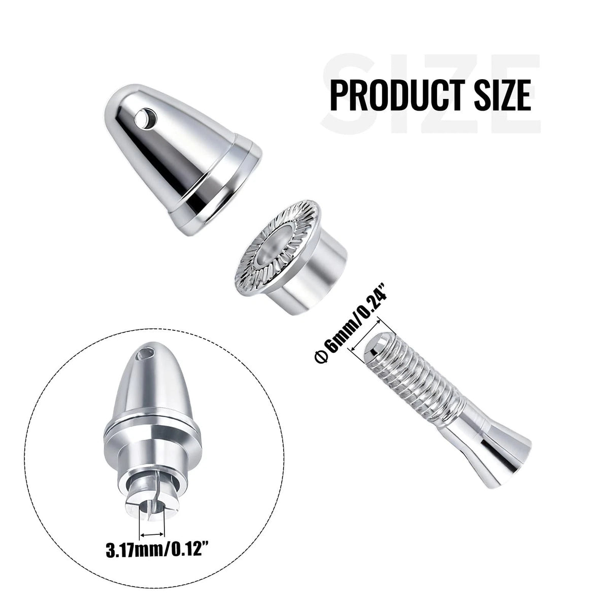 ZOWZEA 6 Pack RC Propeller Adapter, 3.17mm Motor Shaft Aperture to 3.17 x 6mm