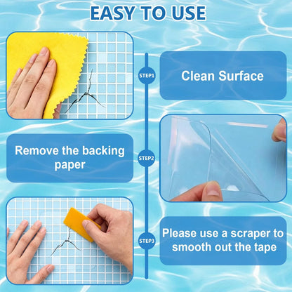 20pcs Self-Adhesive Underwater Vinyl Pool Patch Kit - 4in x Clear