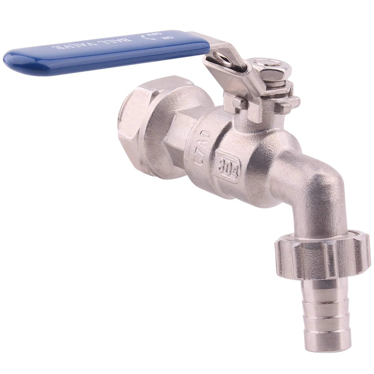 DERNORD Stainless Steel Ball Valve - 1/2 Inch 1/2" NPT to Barb Hose