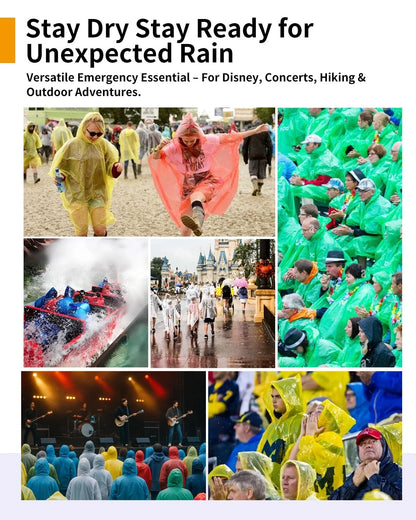 Disposable Rain Ponchos - Extra Long Waterproof One Size Tall, Blue 6pcs