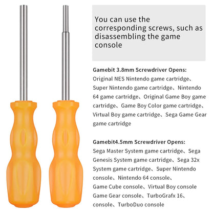 Gamebit Screwdriver Set, 3.8mm & 4.5mm Security Bit Orange