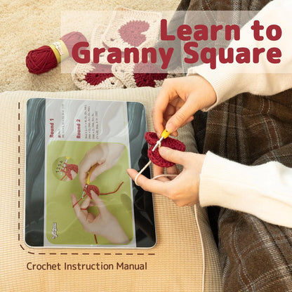 Yeezhee Crochet Kit for Beginners, Granny Square Starter Small, Heart