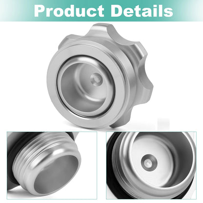 Aluminum Weld-In Bung Fill Plug Cap Kit(1-3/8" Opening,1-1/2"-12 Threads) Silver