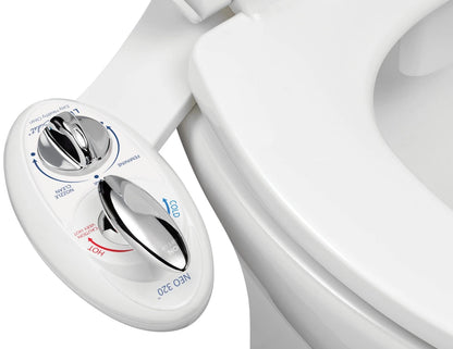 LUXE Bidet NEO 320 - Warm Water, Dual Nozzle, 17 x 10 x 3 inches, White