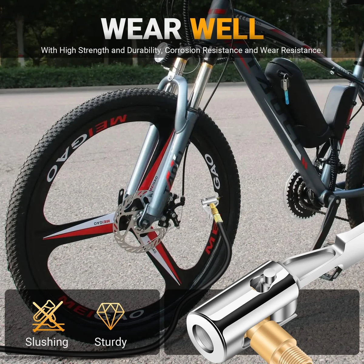 LUMITECO All Metal Lock On Air Chuck Tire Golden Thread, Thread