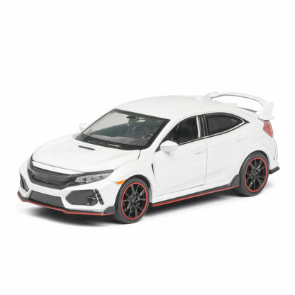 1/32 White Model Car Diecast Toy Collection Sound&Light For Honda Civic Type R D