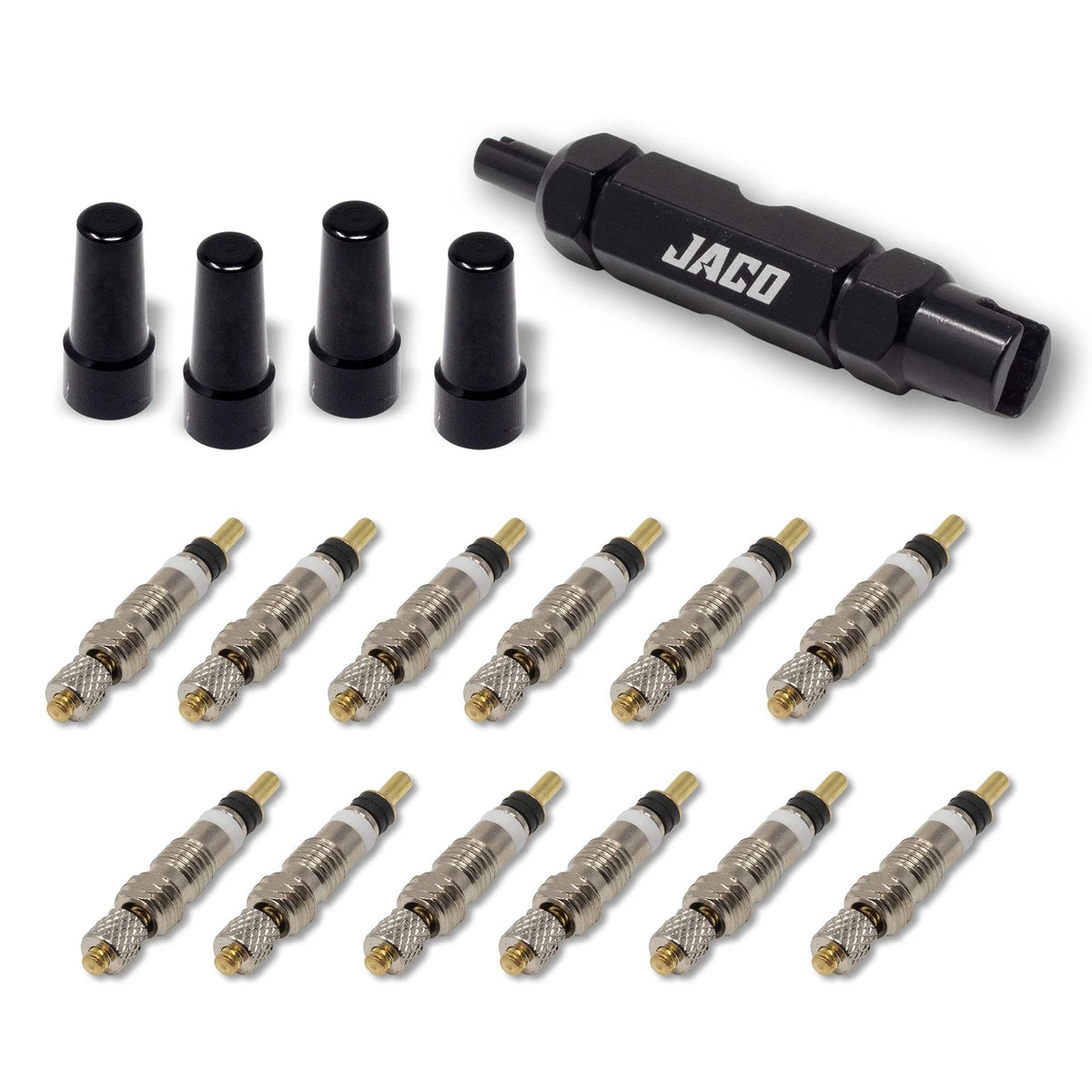 JACO Presta Valve Core Repair Kit for Bike Tires | with (12X) Black