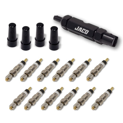 JACO Presta Valve Core Repair Kit for Bike Tires | with (12X) Black