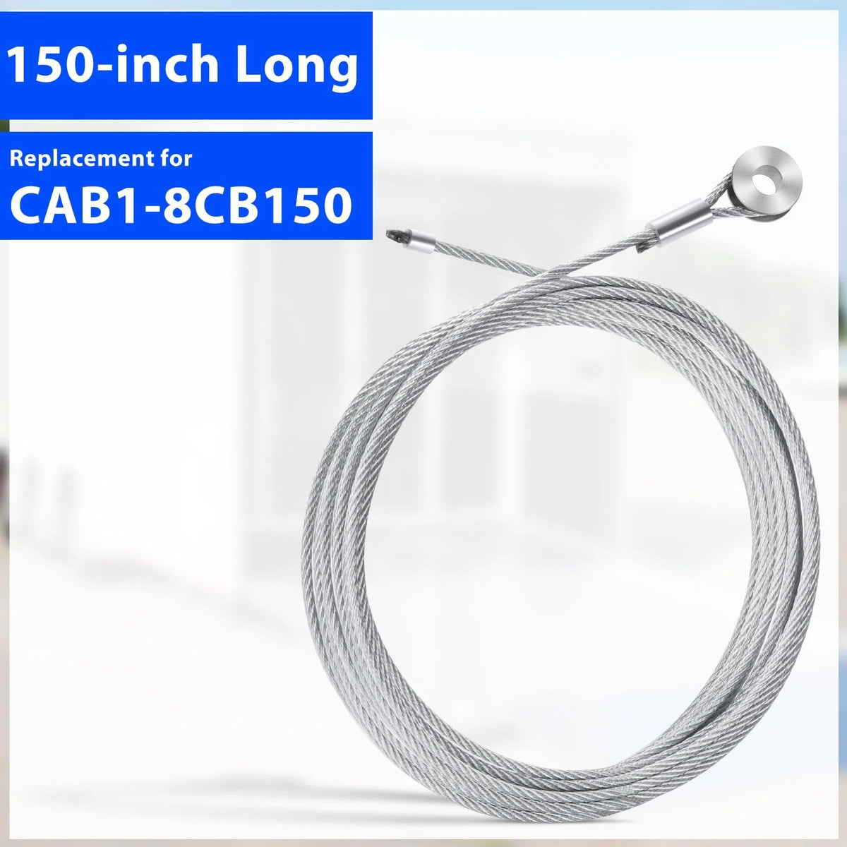 2pcs Garage Door Cable Enclosed Cargo Trailer Ramp 150'', Silvery
