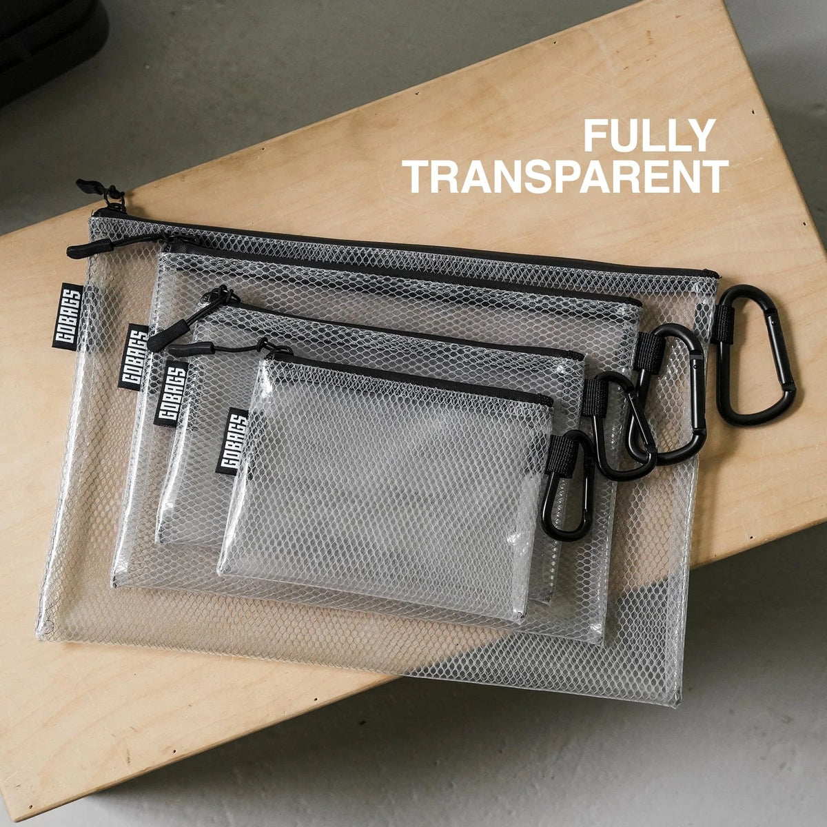 GOBAGS Air Production Multi‑Size Clear Zipper Pouch Multi-Size, Black