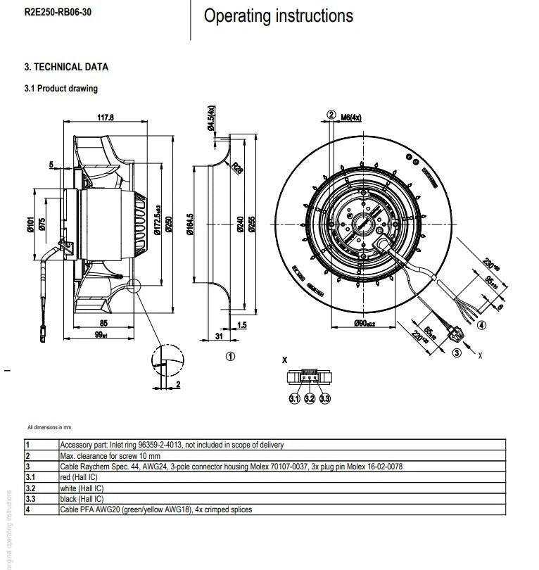 Ebmpapst R2E250-RB06-30 Centrifugal Fan 230VAC 1.1/1.71A Inverter Cooling Fan