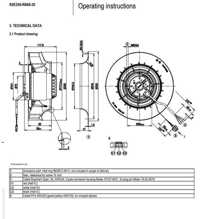 Ebmpapst R2E250-RB06-30 Centrifugal Fan 230VAC 1.1/1.71A Inverter Cooling Fan