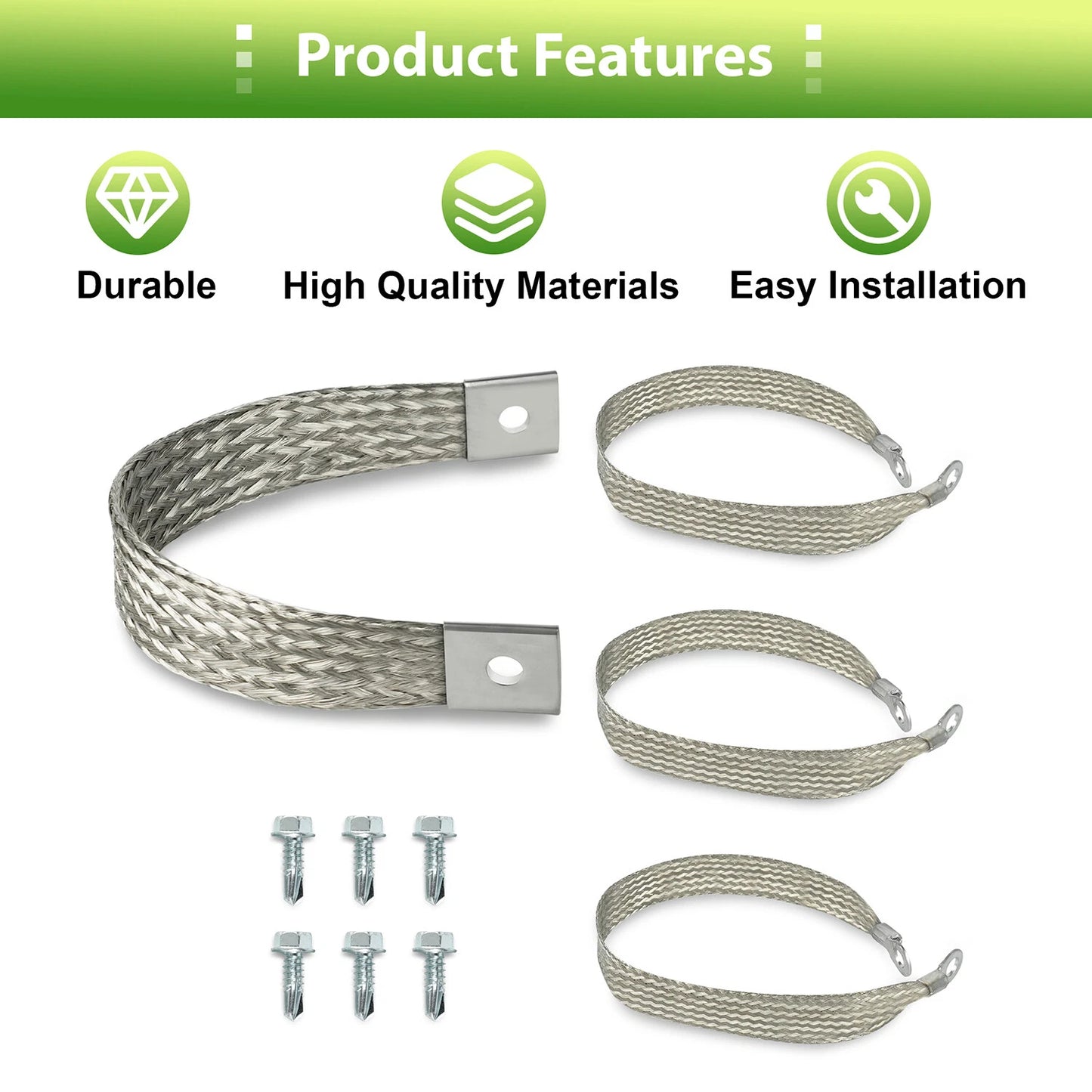 4Pcs Heavy Duty Engine Braided Ground Strap Kit 40140 Battery Starter Chasis