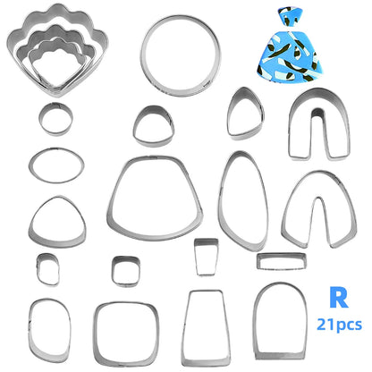 21PCS Polymer Clay Cutters Set Earring Jewellery Cutting Mold Tool Findings DIY