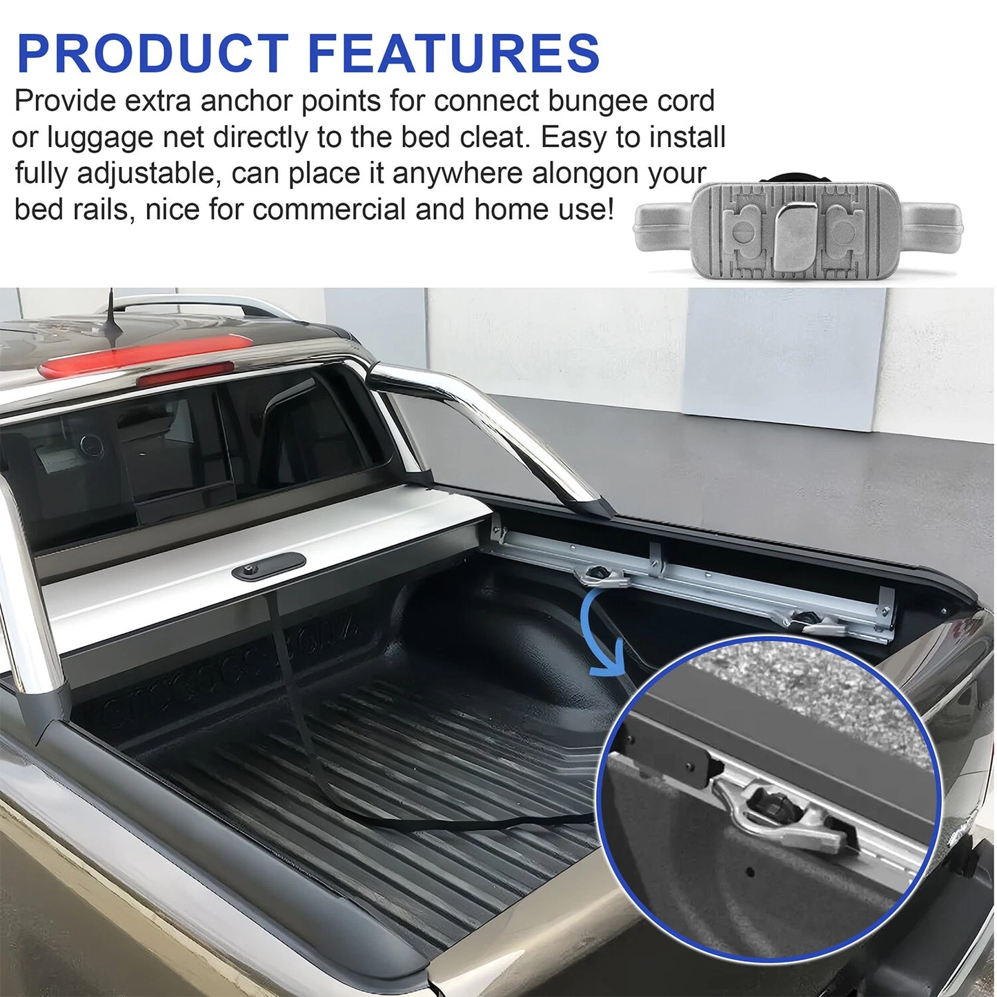 Set of 4 Cargo Tie Down Cleat Bed Rail for 2004-2015 Nissan Titan 999T7ZV00A
