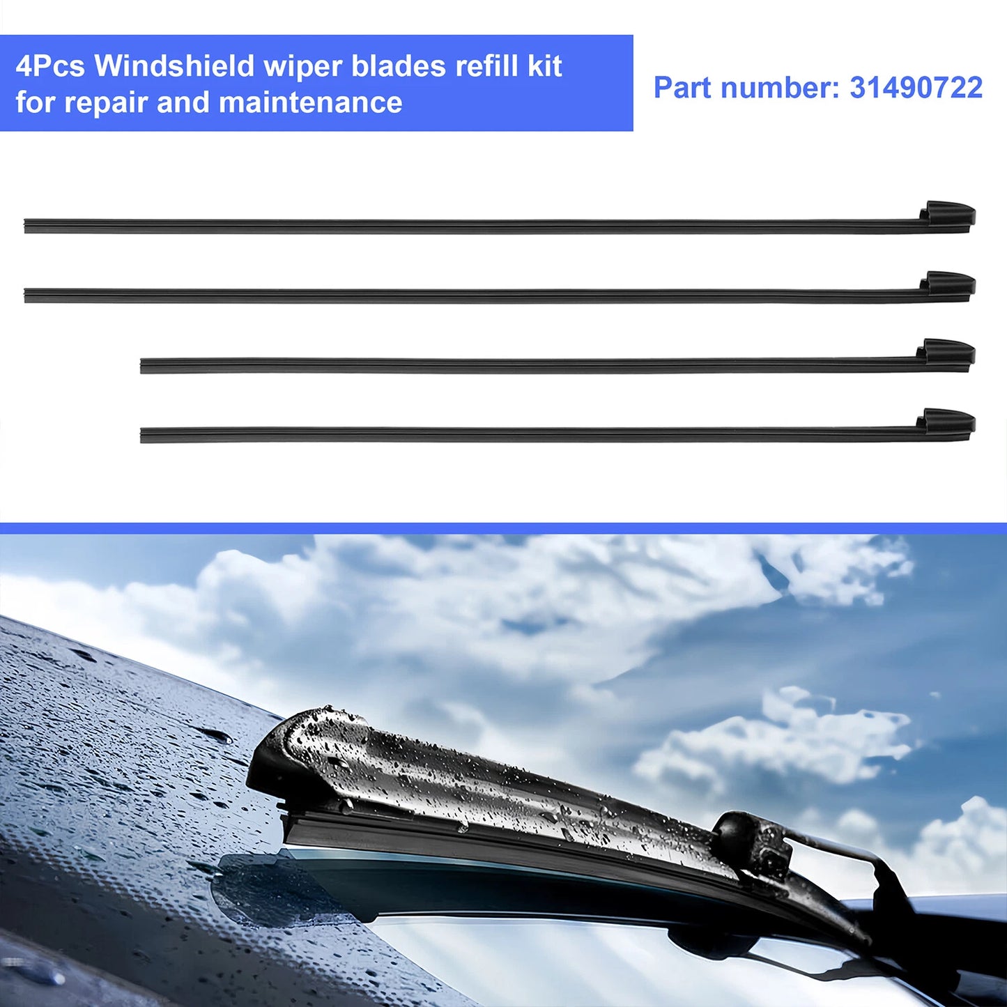 4PCS Front Wiper Blades For Volvo XC60 2018-2025 31490722