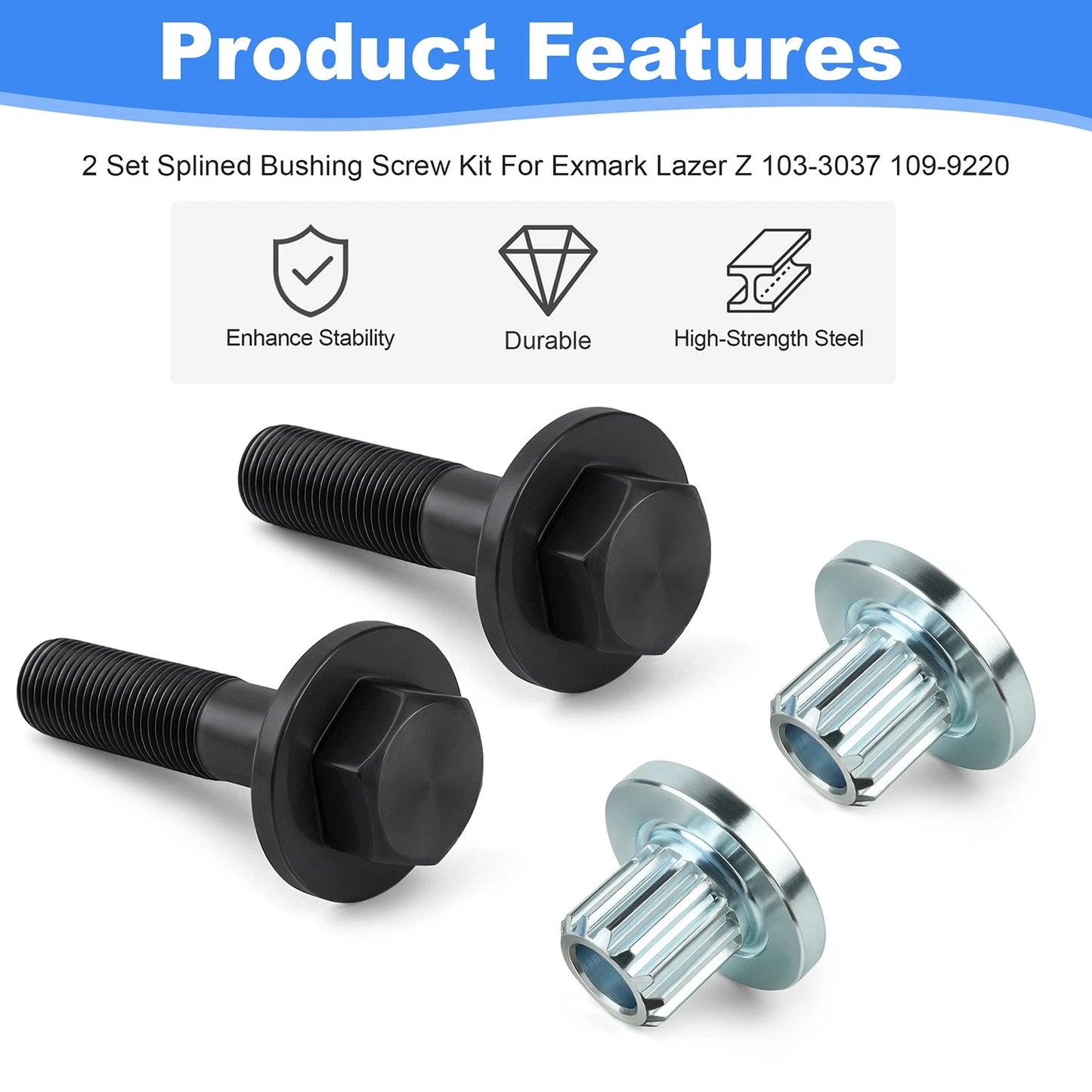 4Pcs Spindle Blade Splined Bushing Screws Bolts For Exmark Lawn Mower Lazer Z