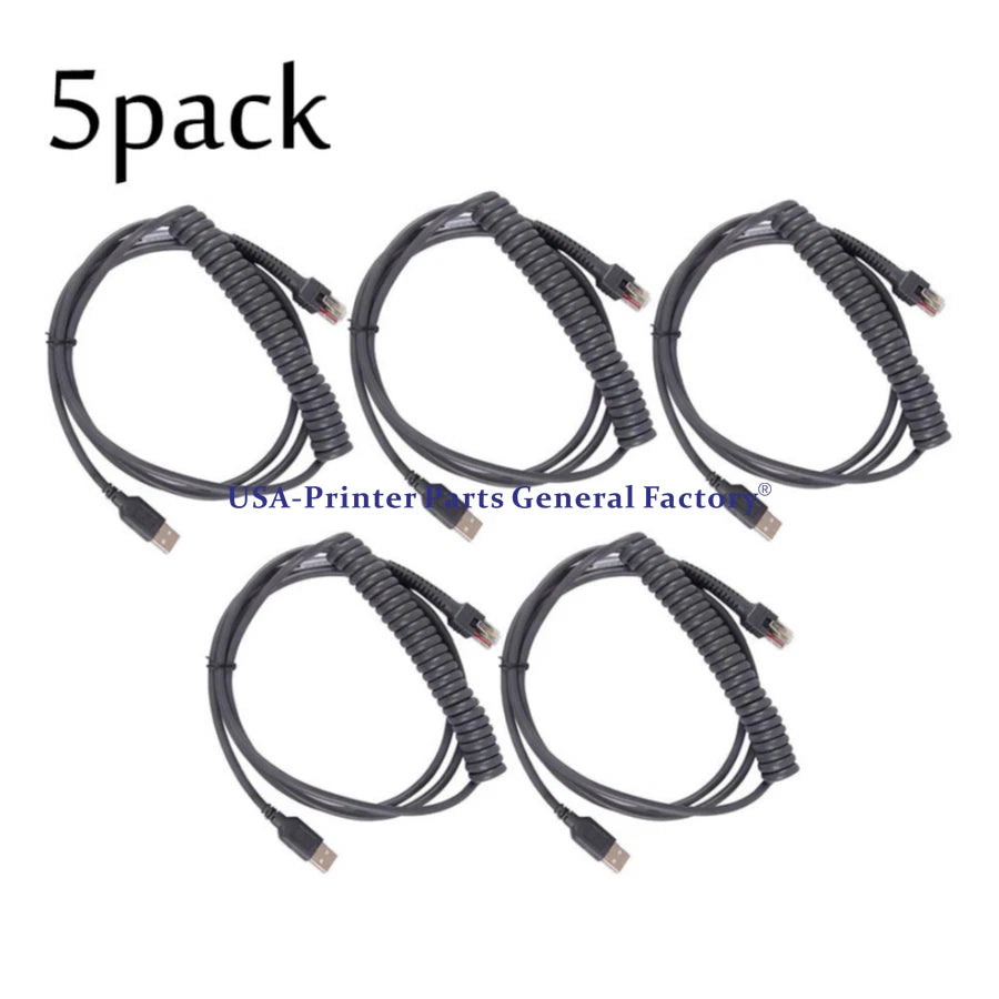5pc CBA-U12-C09ZAR 9FT Coiled USB Cable For Motorola Symbol LS2200 LS2208 LS4208