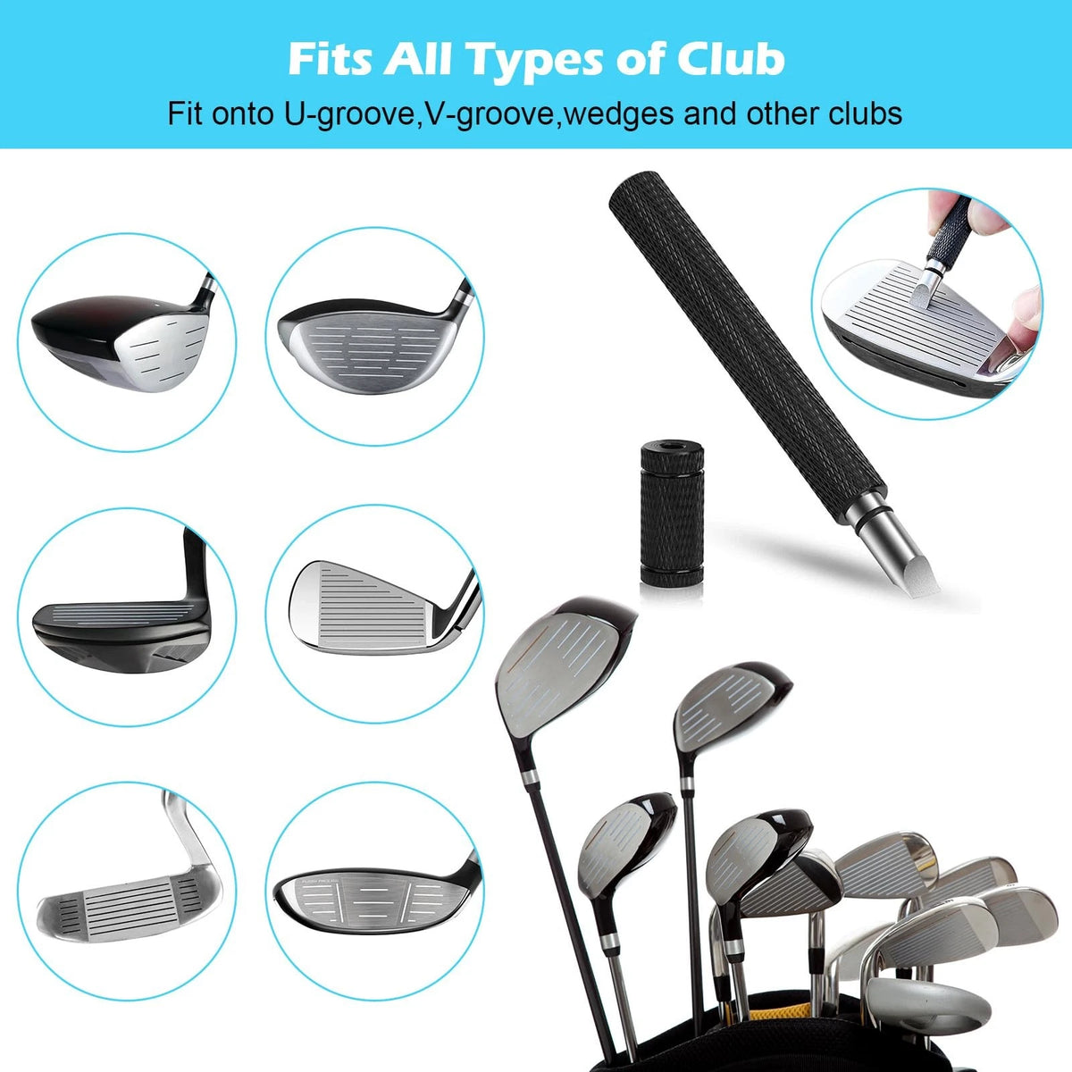 HUIJUTCHEN Golf Club Cleaning Kit,Golf Accessories,Golf 6 Pcs, Black