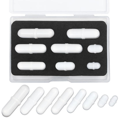 Magnetic Stir Bar Set, Lab Type-B Mixed Size PTFE B-Type Mixed, White