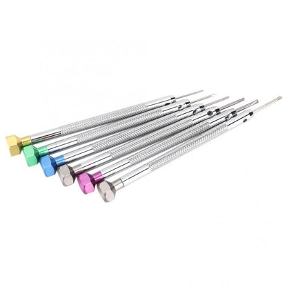 6Pack Steel Screwdriver Watch Jewelry With 6 Blades Watchmakers Repair Tools