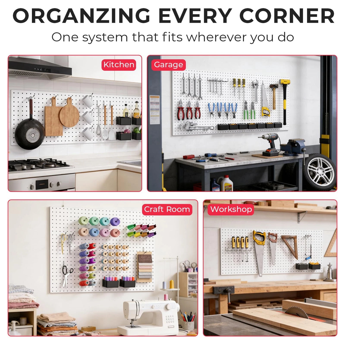 INCLY 126PCS Peg Board Organizer Accessories Kit, Pegboard 126 PCS, Silver