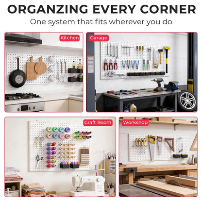 INCLY 126PCS Peg Board Organizer Accessories Kit, Pegboard 126 PCS, Silver