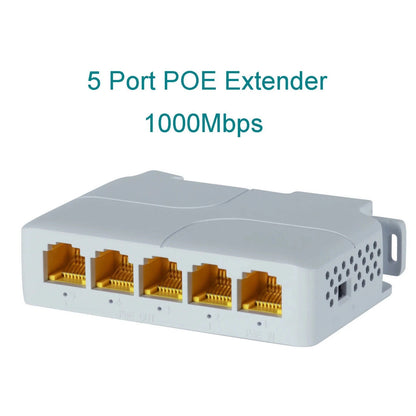 5 Port Gigabit POE Extender 100/1000Mbps 90W POE Repeater For AP, IP Camera