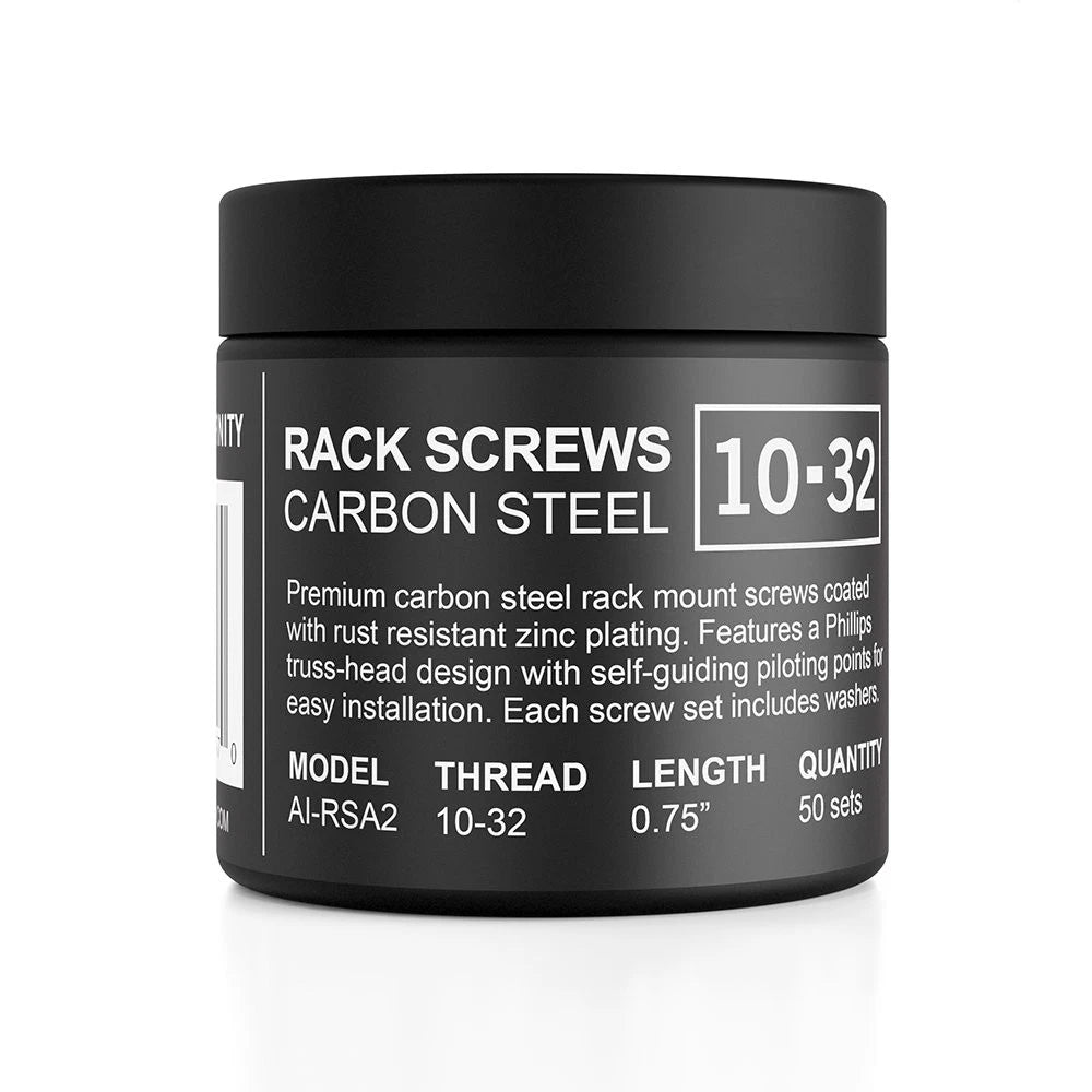 AC Infinity Carbon Steel 10/32 Rack Screws and Nylon ['10-32'], Black