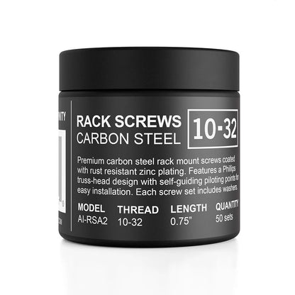 AC Infinity Carbon Steel 10/32 Rack Screws and Nylon ['10-32'], Black