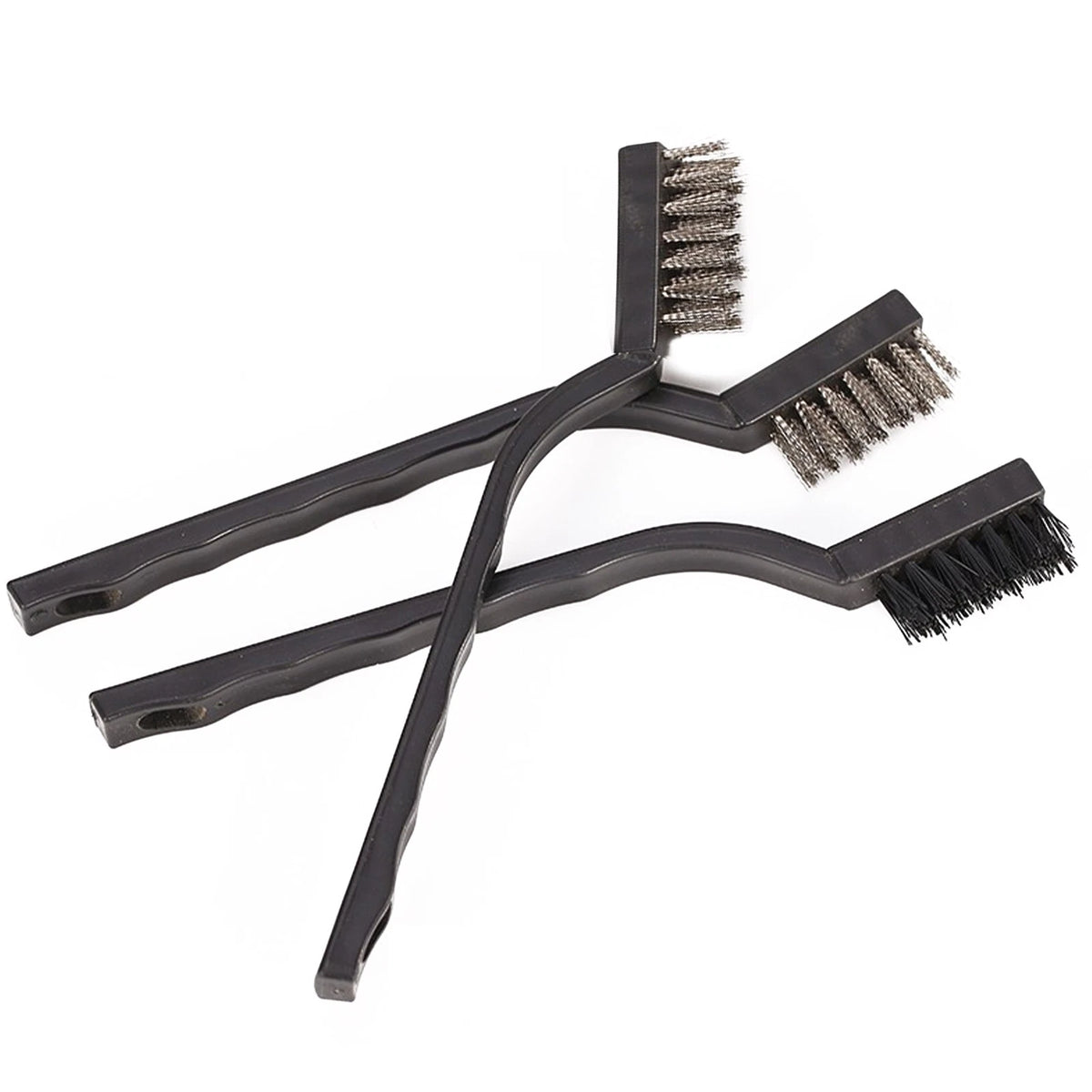 3* Steel Brush Set Small Cleaning Brushes Wire Rust Sparks Wheels Scrub 180mm E