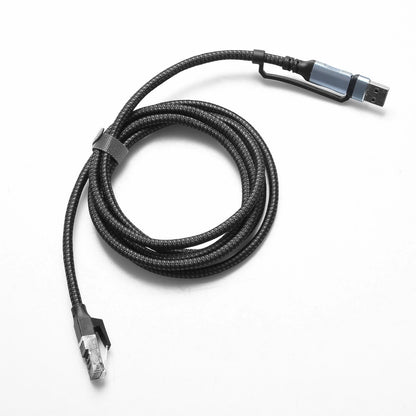 Aluminum 2-in-1 Ethernet Cable USB-A/Type-C to RJ45 100Mbps 1.8M Braided for PC