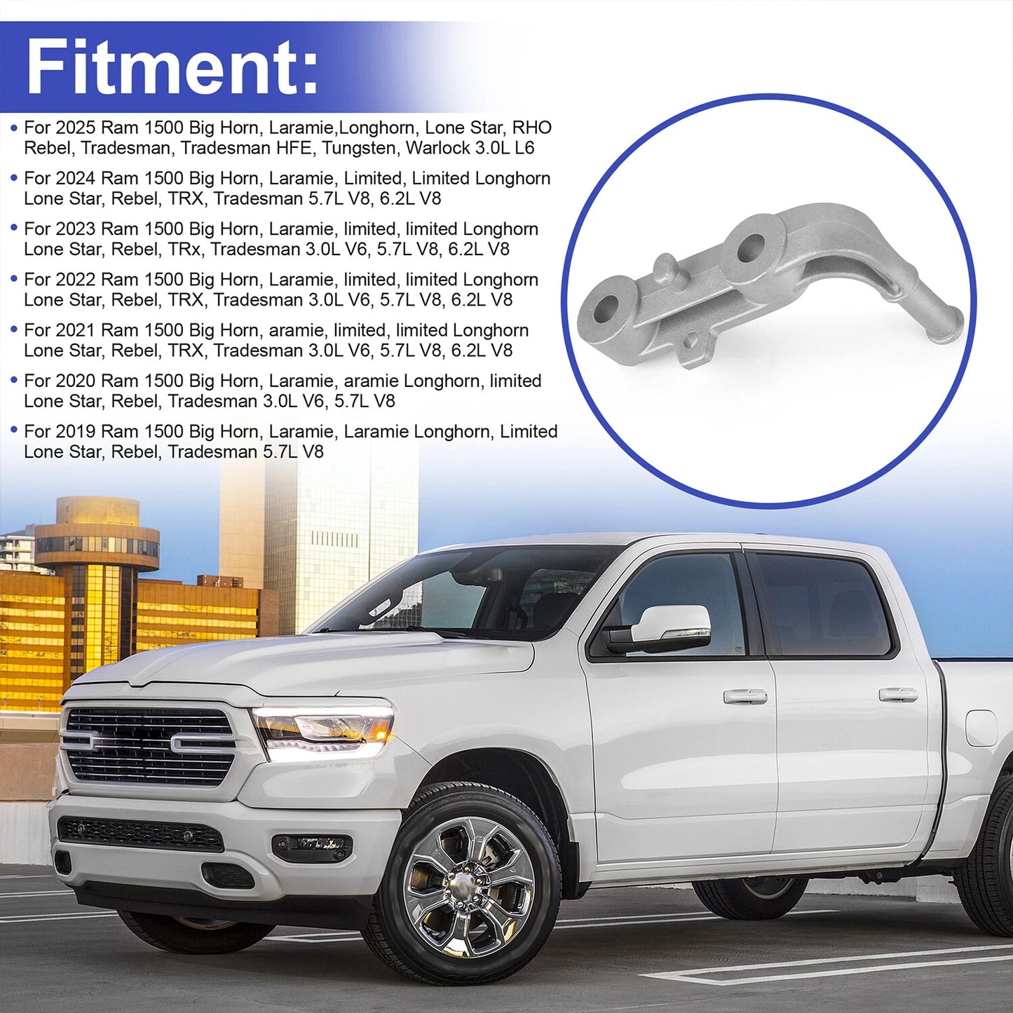 Rear Right Exhaust Bracket & Muffler Support Assembly for 2019-2025 Ram 1500
