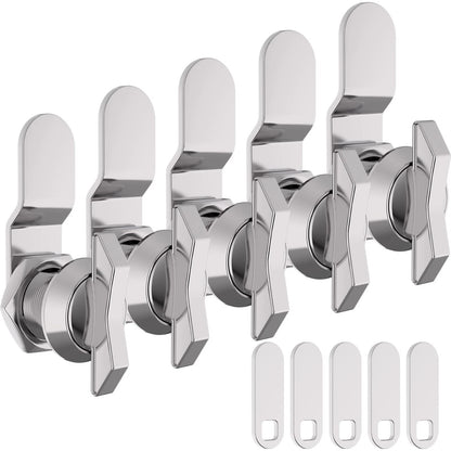 BEBOBLY 5/8 Inch Thumb Operated Offset Cam Lock, 5Pcs Keyless Silver