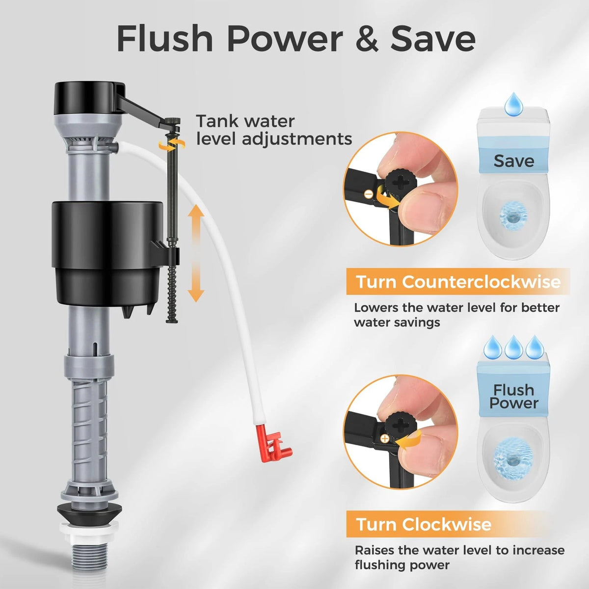 Houpeoro Universal Toilet Repair Kit for Inside Tank – Includes Black
