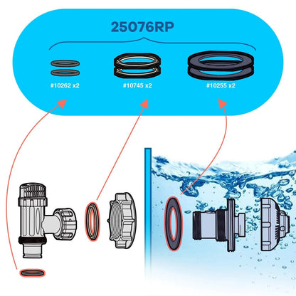 HENMI 25076RP Washer and Ring Kit for 1-1/2in Fittings, 1.5 inches, Black