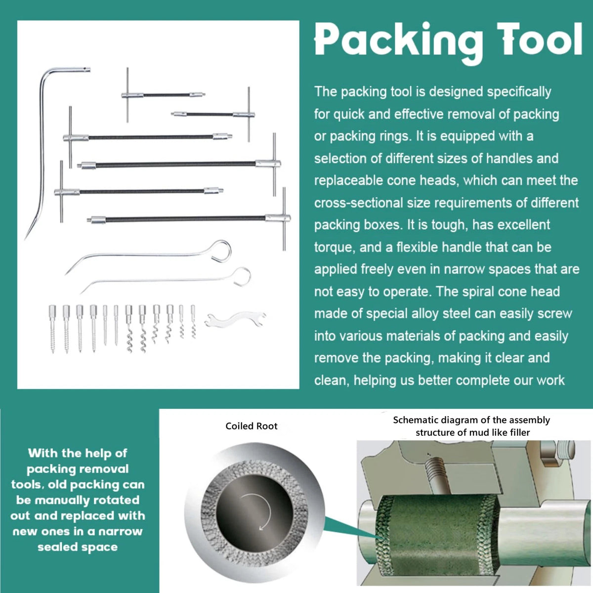 lukar 23pcs Packing Extractor, Pump Puller Set, Seal Silvery