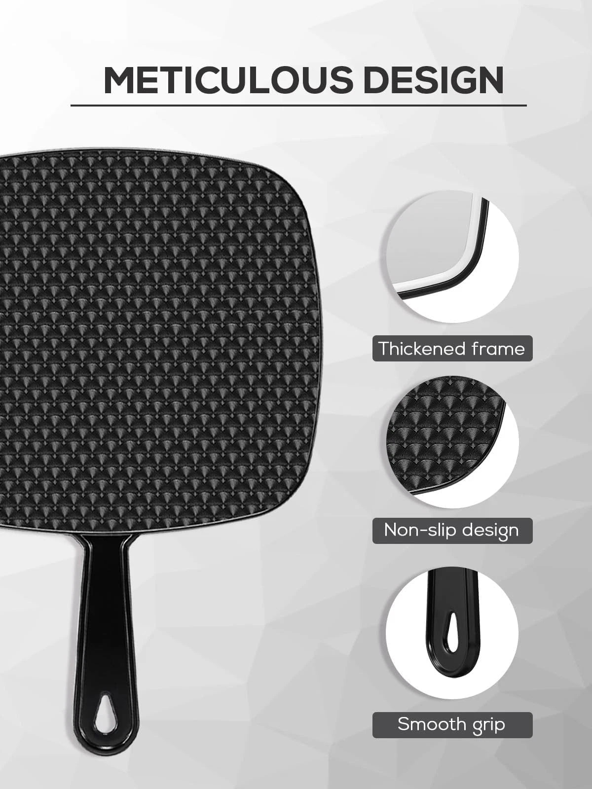 BEFUI Extra Large Handheld Mirror，Hand Salon Mirror with 12.4"L x 9"W, Black