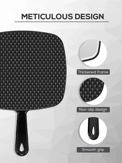BEFUI Extra Large Handheld Mirror，Hand Salon Mirror with 12.4"L x 9"W, Black