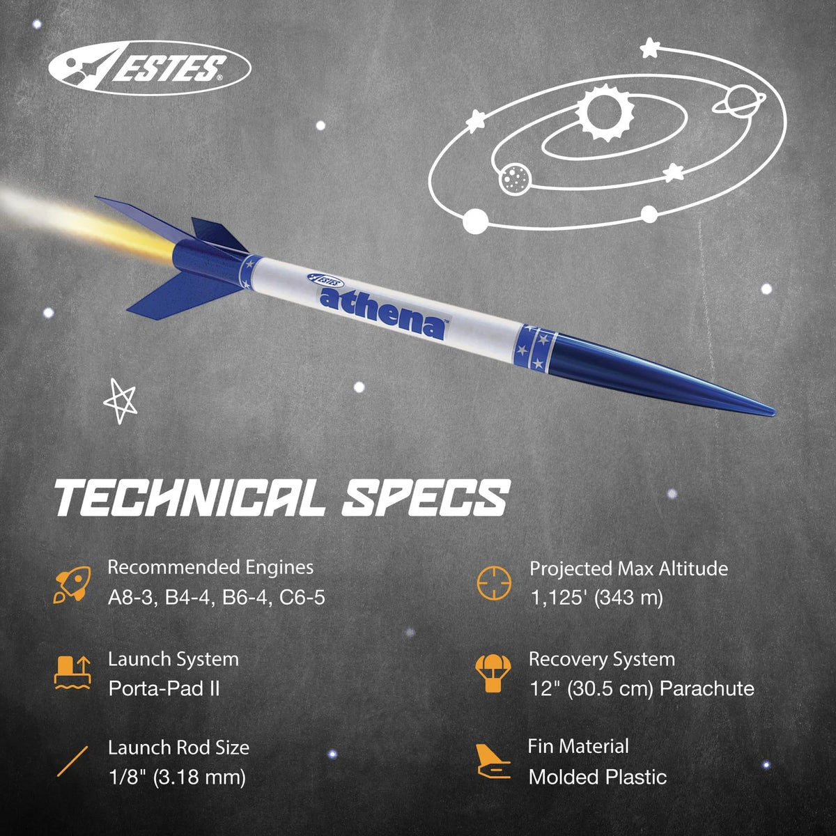 Estes 2452 Athena Rocket-Building Kit, Prebuilt Beginner Medium, Brown