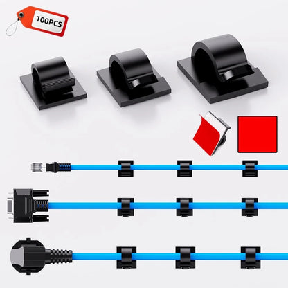 ITUGOU 100 PCS Adhesive Cable Clips Cord Organizer (Small, Black