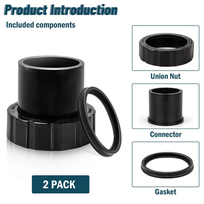 SPX3200UNKIT Union Connector Replacement Kit for Hayward Tristar, black