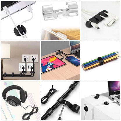 Cord Management Organizer Kit 4 Cable Sleeve split with 41Self 152 PCS, Black