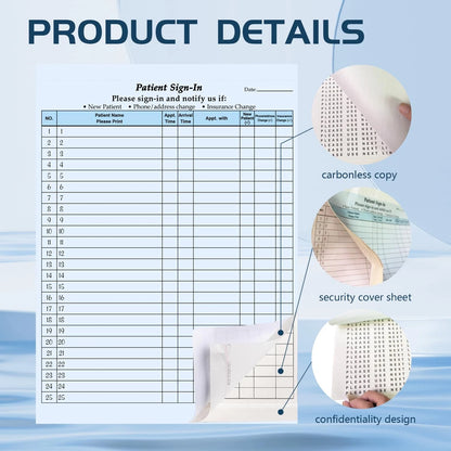 125 Patient Sign in Sheets, HIPAA Compliant, Peel Off Adhesive Labels...