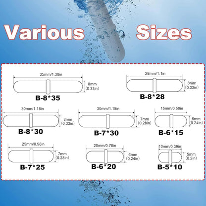 Magnetic Stir Bar Set, Lab Type-B Mixed Size PTFE B-Type Mixed, White