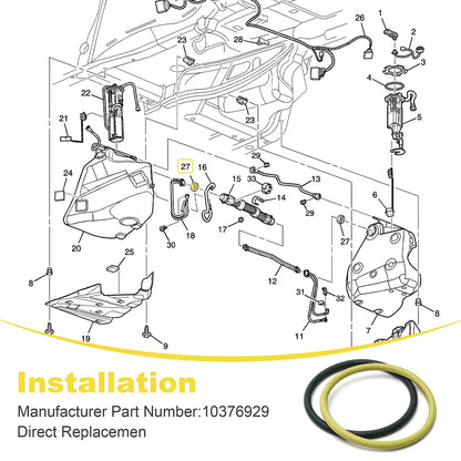Fuel Tank Filler Vent Pipe Seal Kit 10376929 for 2004-2009 Cadillac XLR