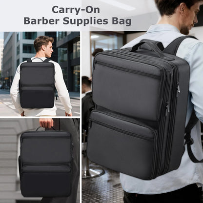 Yueieoun Barber Bag with Detachable Tray, 16.8-in Travel Backpack for Black